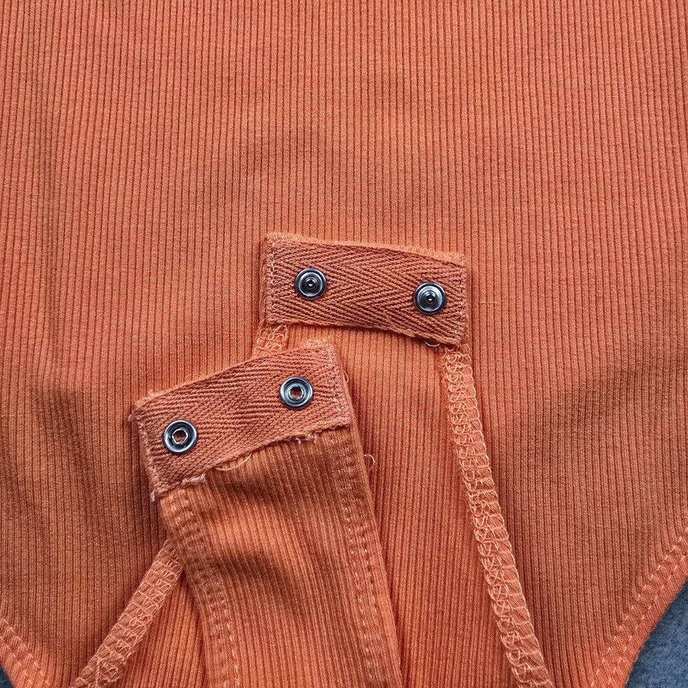 Le Lis Collection Womens Ribbed Sleeveless Bodysuit Orange XS New - Picture 5 of 7